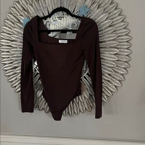 Babaton Dark Brown Long Sleeve Bodysuit